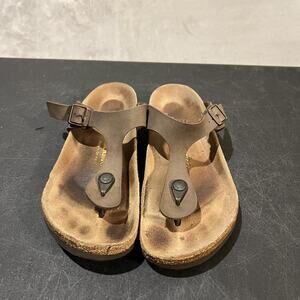 Birkenstock Gizeh Shoes Womens Size 7 Brown Leather Cork Sandals Comfort Germany